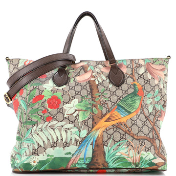 Gucci Convertible Soft Tote Tian Print GG Coated Canvas Medium