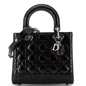 Christian Dior Lady Dior Bag Cannage Quilt Patent Medium