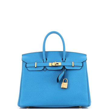 Hermes Birkin Handbag Blue Togo with Gold Hardware 25