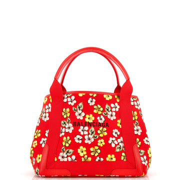 Balenciaga Navy Cabas Printed Canvas Small