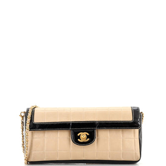 Chanel Chocolate Bar Flap Bag Quilted Lambskin with Patent East West