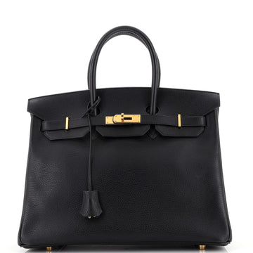 Hermes Birkin Handbag Black Ardennes with Gold Hardware 35