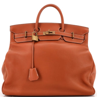 Hermes HAC Birkin Bag Brown Clemence with Brass Hardware 45