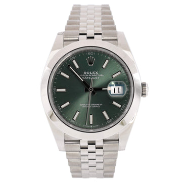 Rolex Oyster Perpetual Datejust Mint Green Automatic Watch Stainless Steel 41