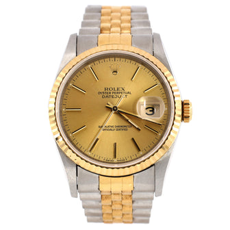 Rolex Oyster Perpetual Datejust Automatic Watch Stainless Steel and Yellow Gold 36
