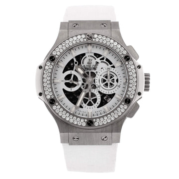 Hublot Big Bang Aero Bang Chronograph Automatic Watch Stainless Steel and Rubber with Diamond Bezel 44
