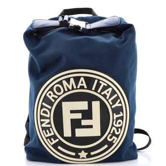 Fendi FF Logo Stamp Buckle Backpack Canvas Large