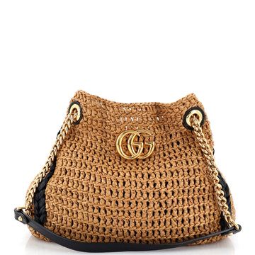 Gucci GG Marmont Chain Tote Raffia Small
