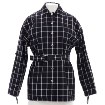 Hermes Women's Belted Trench Coat Check Cotton