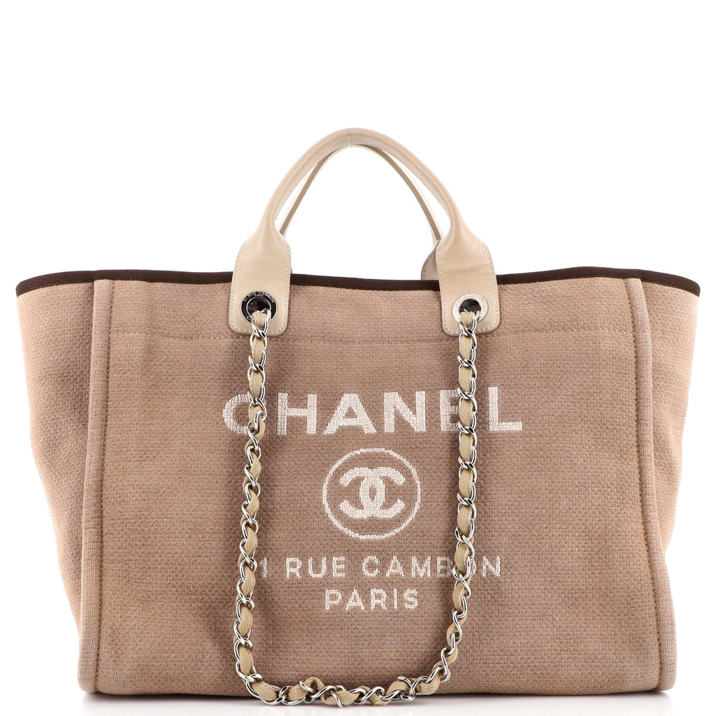 Chanel Deauville Tote Canvas Medium Brown 21000076