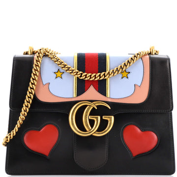Gucci Web Heart GG Marmont Chain Shoulder Bag Leather Medium