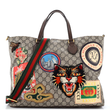 Gucci Courrier Convertible Soft Open Tote GG Coated Canvas with Applique Large