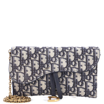 Christian Dior Saddle Chain Wallet Oblique Canvas