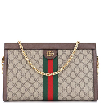 Gucci Ophidia Chain Shoulder Bag GG Coated Canvas Medium