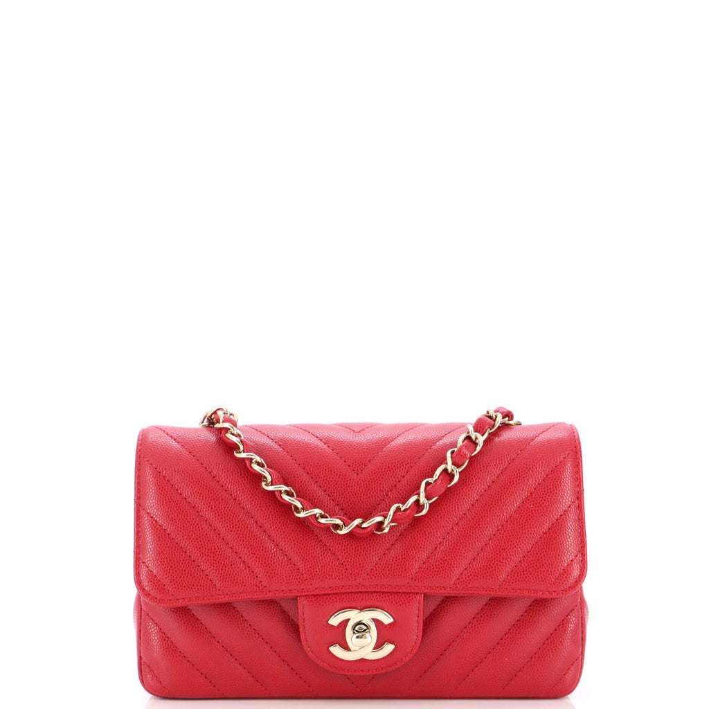 Chanel Lambskin Chevron Leo Lion Flap Bag in Red