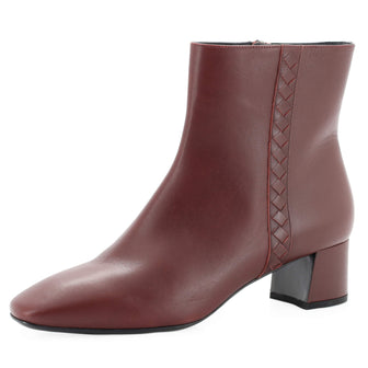 Bottega Veneta Women's Cherbourg Heeled Ankle Boots Leather with Intrecciato Detail
