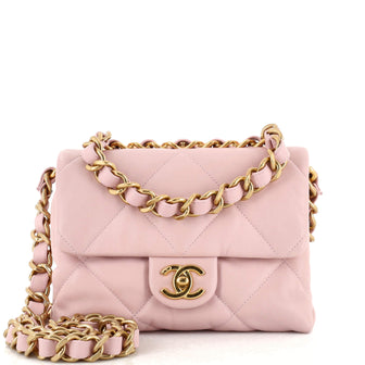 Chanel CC Bar Chain Handle Flap Bag Quilted Lambskin Small Pink 2101081