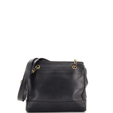 Chanel Vintage Stitched CC Shoulder Bag Caviar Small