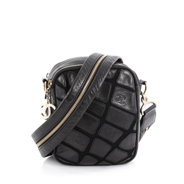 Chanel Scales Camera Bag Leather With Jersey Mini Black