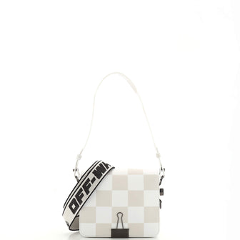 Off White Binder Clip Flap Bag Printed Leather Small