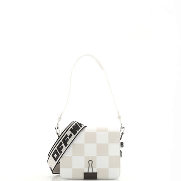 Off White Binder Clip Flap Bag Printed Leather Small