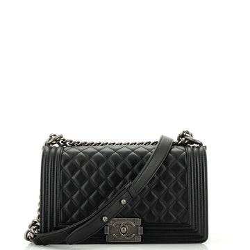 Chanel Boy Flap Bag Quilted Lambskin Old Medium