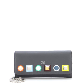 Fendi Continental Wallet on Chain Studded Leather