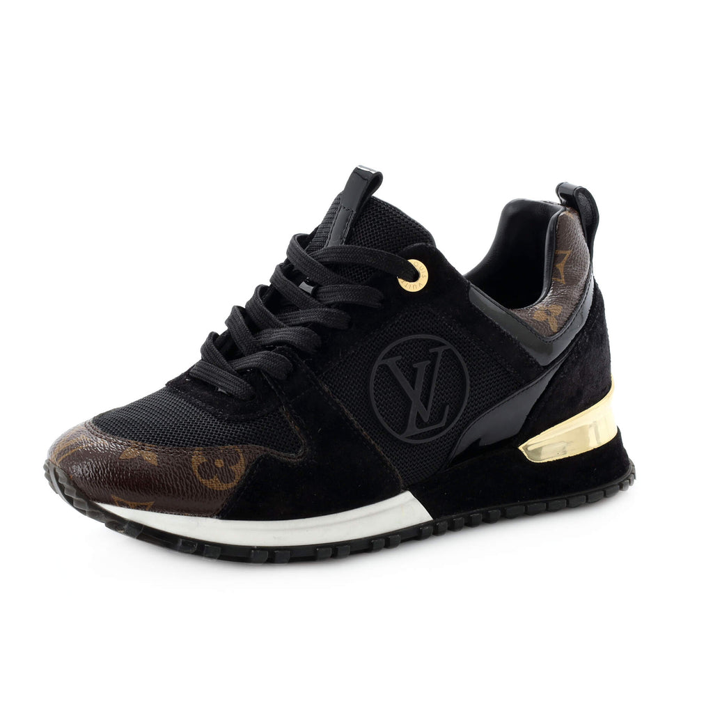Louis Vuitton Women's Run Away Sneakers Mesh with Monogram Canvas and Suede  Black 2103252
