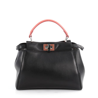 Fendi Peekaboo Handbag Leather Mini Black 2103401