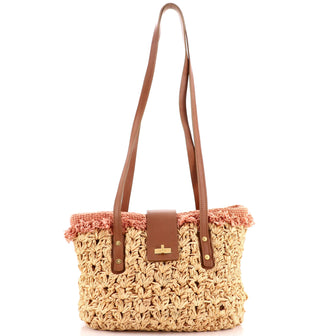 Chanel Mademoiselle Lock Tote Woven Straw Large