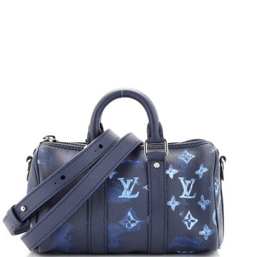 Louis Vuitton Keepall Bandouliere Bag Limited Edition Monogram Ink Watercolor Leather XS