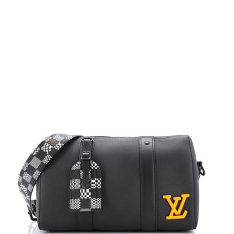 Louis Vuitton Keepall Bandouliere Bag Leather with Limited Edition Distorted Damier 25