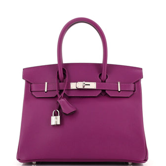 Hermes Birkin Handbag Purple Epsom with Palladium Hardware 30