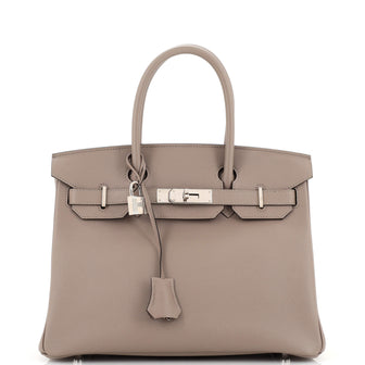 Hermes Birkin Handbag Grey Epsom with Palladium Hardware 30