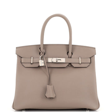 Hermes Birkin Handbag Grey Epsom with Palladium Hardware 30