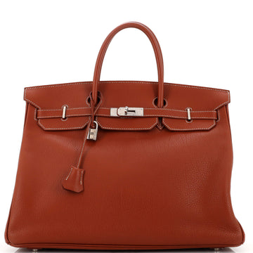 Hermes Birkin Handbag Brown Fjord with Palladium Hardware 40