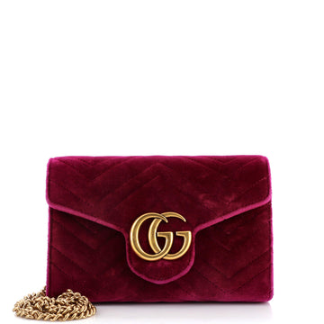 Gucci GG Marmont Chain Wallet Matelasse Velvet Mini