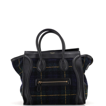 Celine Multicolor Luggage Bag Tartan Tweed with Leather Mini