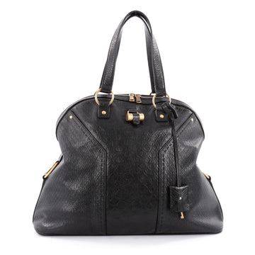 Saint Laurent Muse Shoulder Bag Crocodile Embossed Leather Oversized Black