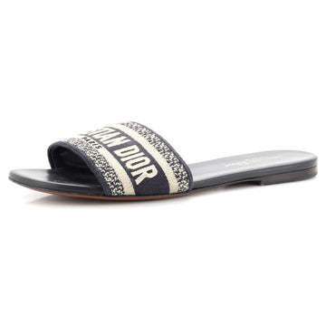 Christian Dior Women's Dway Flat Sandals Embroidered Canvas