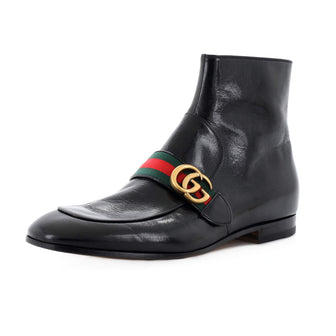 Gucci Men's GG Web Donnie Boots Leather
