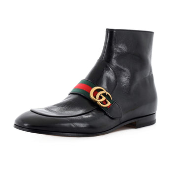 Gucci Men's GG Web Donnie Boots Leather