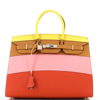 Hermes Sunrise Birkin Sellier Bag Multicolor Epsom with Palladium Hardware 35