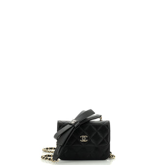 Chanel Bow Strap Card Holder on Chain Quilted Lambskin