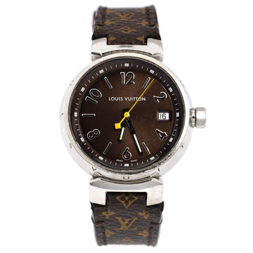 Louis Vuitton Tambour Quartz Watch Stainless Steel and Monogram Canvas 34