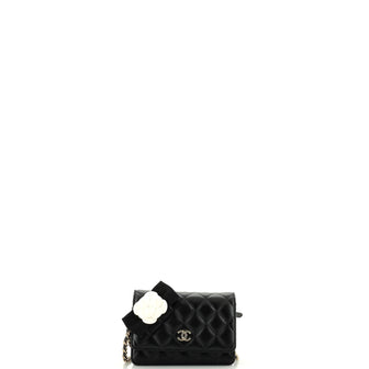 Chanel Camellia Bow Wallet on Chain Quilted Lambskin Mini