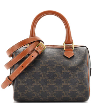 Celine Boston Bag Triomphe Coated Canvas Small