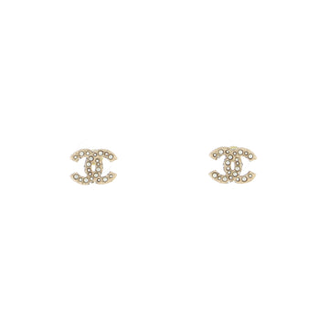 Chanel CC Stud Earrings Metal with Crystals