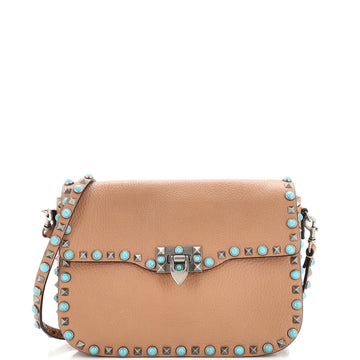 Valentino Garavani Rolling Rockstud Crossbody Bag Leather with Cabochons Medium