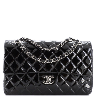 Chanel Vintage Classic Double Flap Bag Quilted Patent Medium